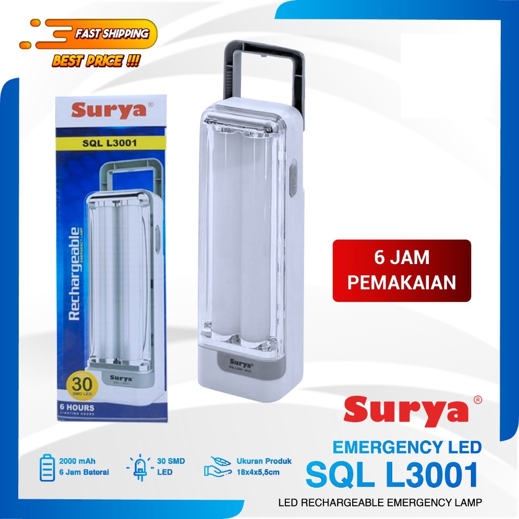 Jual LAMPU EMERGENCY PORTABEL SQL L3001 30 SMD LED Tahan Hingga 6 Jam ...