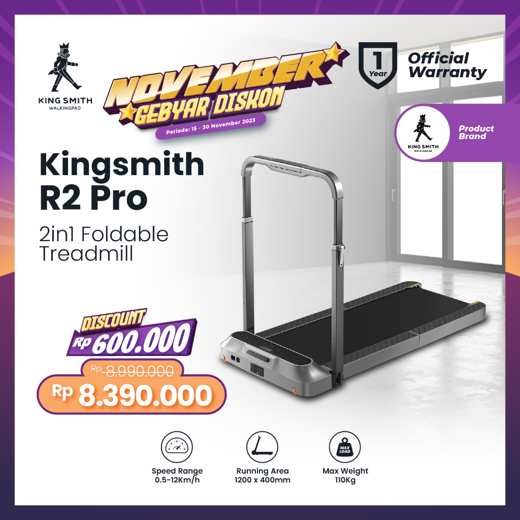 Jual Kingsmith WalkingPad R2 PRO 2in1 Foldable Gym Fitness Treadmill ...