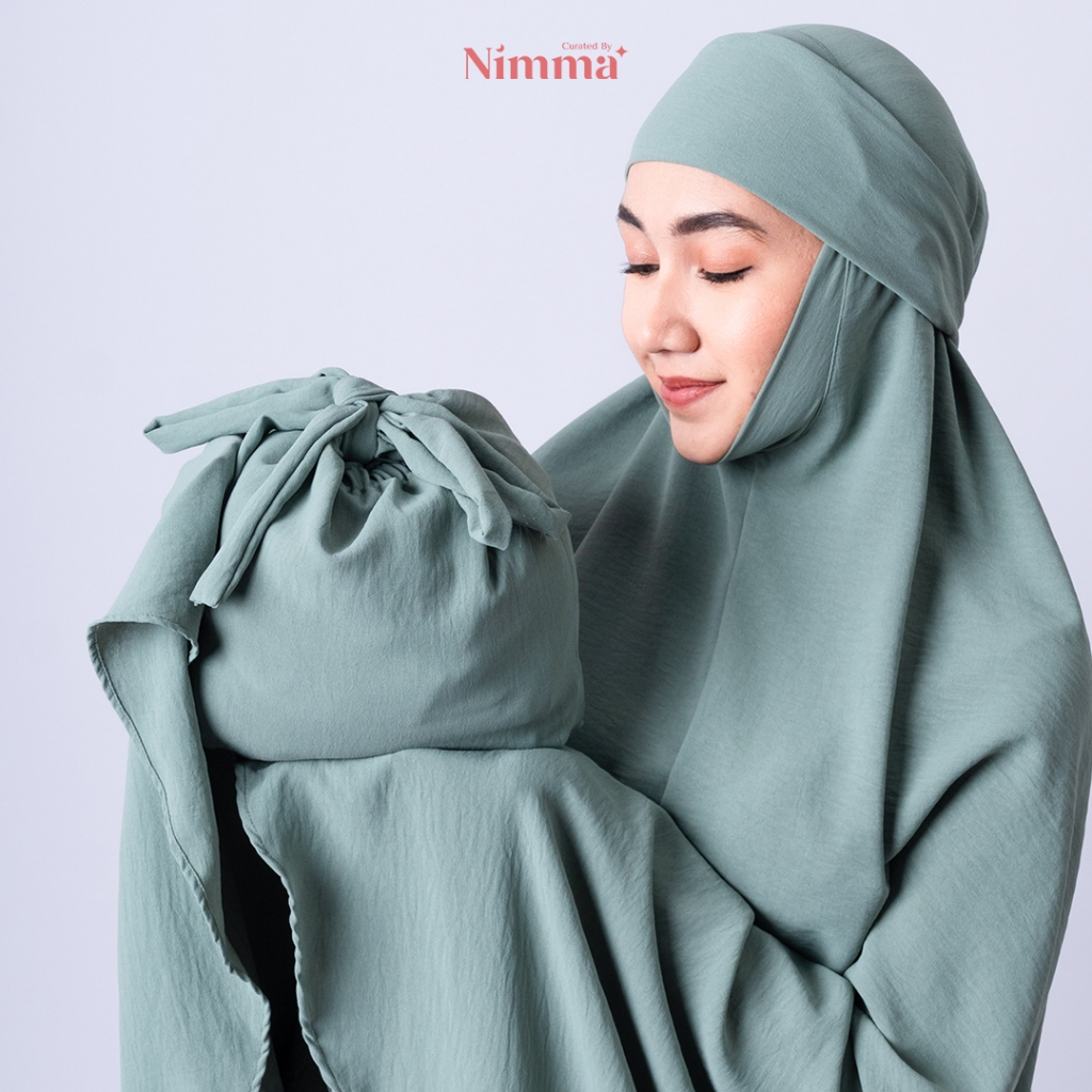 Jual Nimma Syaila Sage Mukena Dewasa Polos All Size Bahan Cey Crinkle