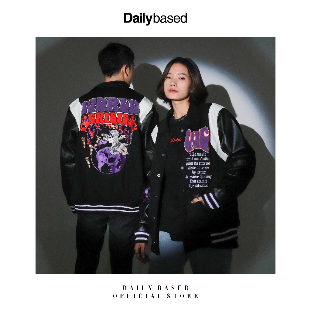 Jual DAILYBASED X SOCIALE | Varsity Jacket World Crisis | Shopee Indonesia