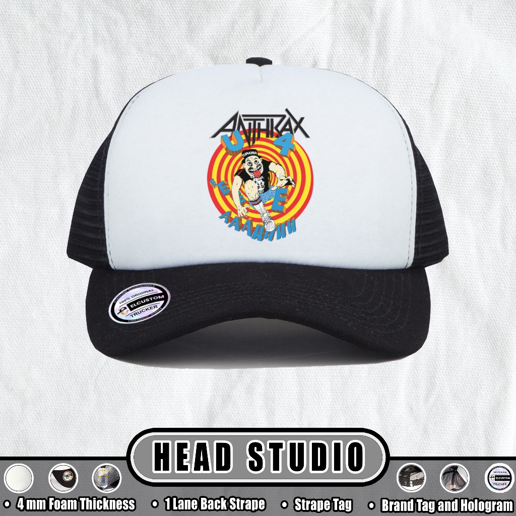 Topi Jaring Band Trucker Cap LET'S FAKE CIRCLE /Death Trash Metal