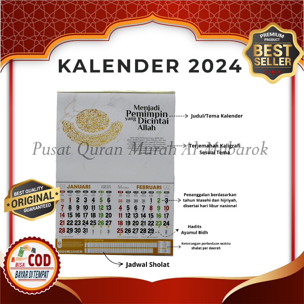 Jual Kalender Kaligrafi 2024 Kalender Islami 2024 Gema Isani Kalender 2024 Kalender Murah 8167