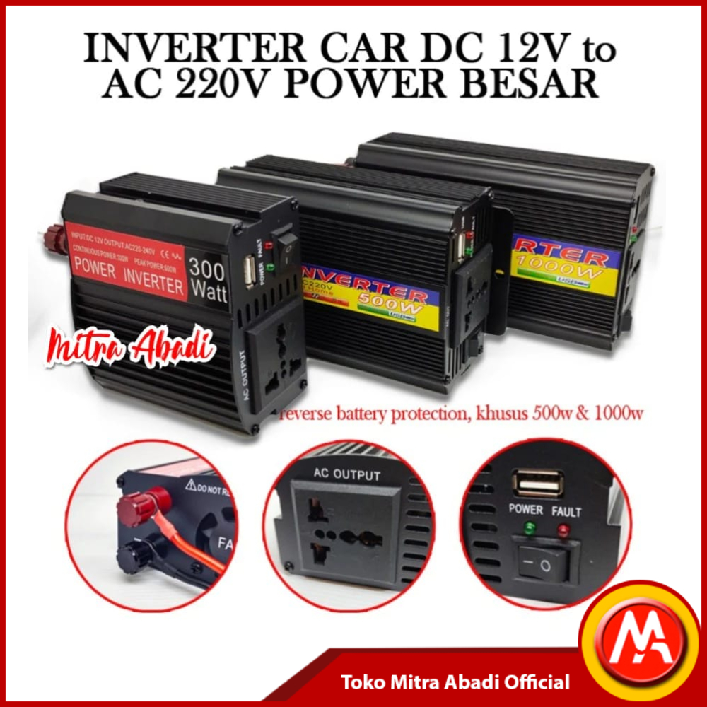 Jual Inverter Car DC 12V to AC 220V Power Besar Reversed Battery ...