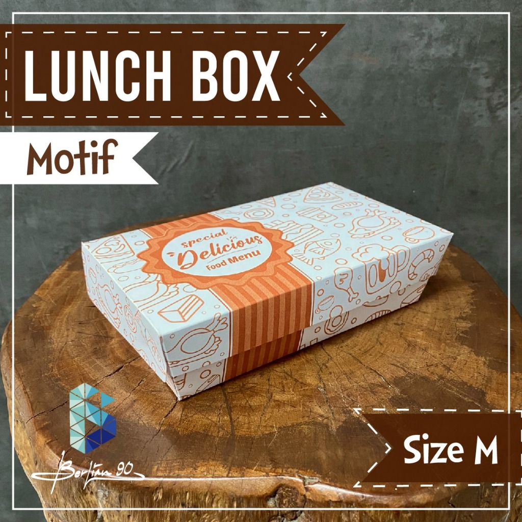 Jual LUNCH BOX PAPER - MEDIUM ISI 50 PCS MOTIF TERBARU / KOTAK MAKAN