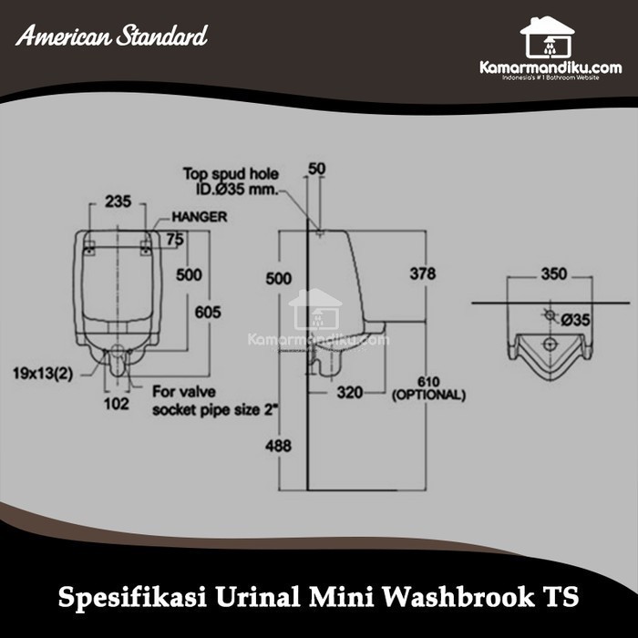 Jual New Product Urinal Mini Washbrook TS Complete Set American ...