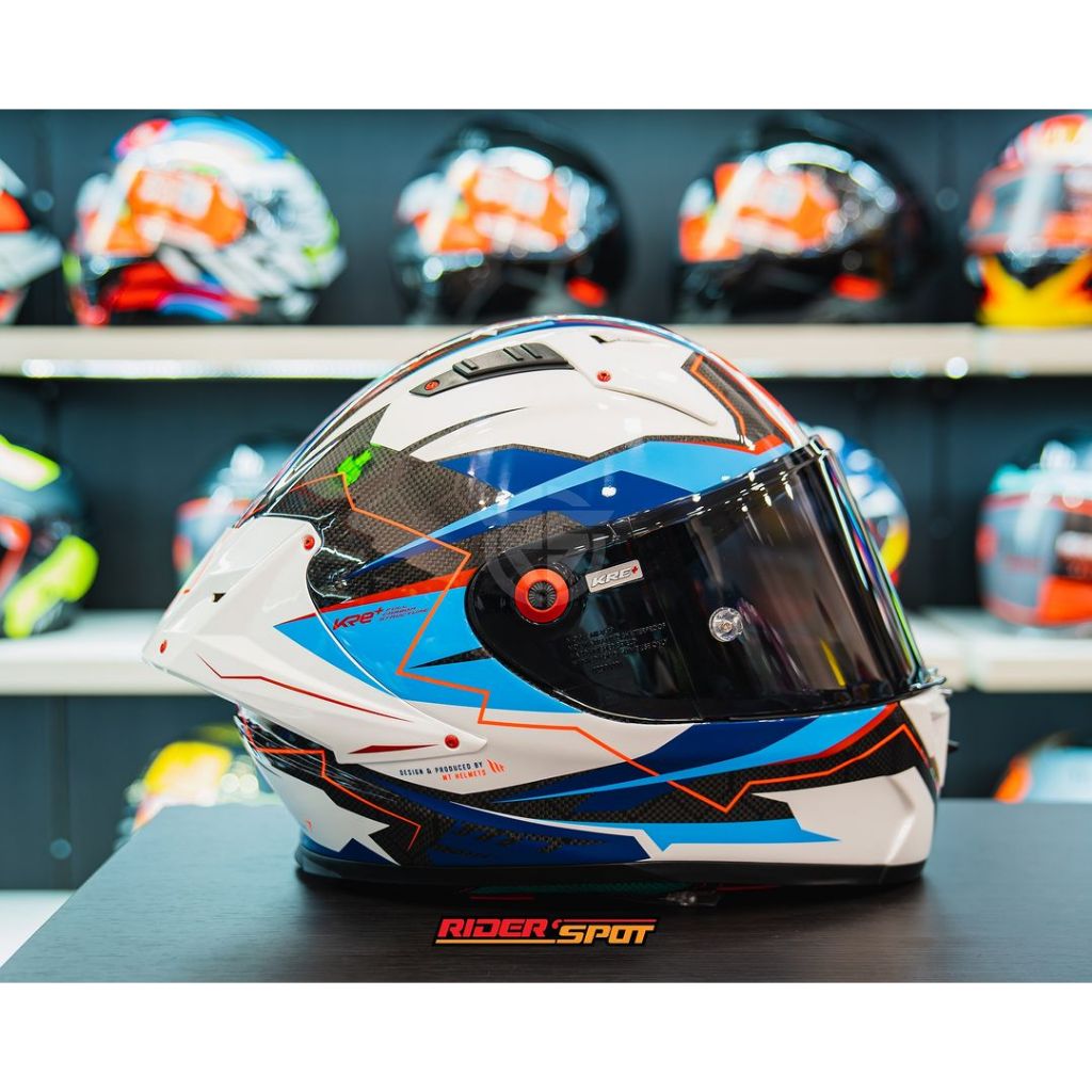 Jual Helm Motor MT Helmets KRE+ Carbon Kraker B7 Gloss Pearl Blue New ...