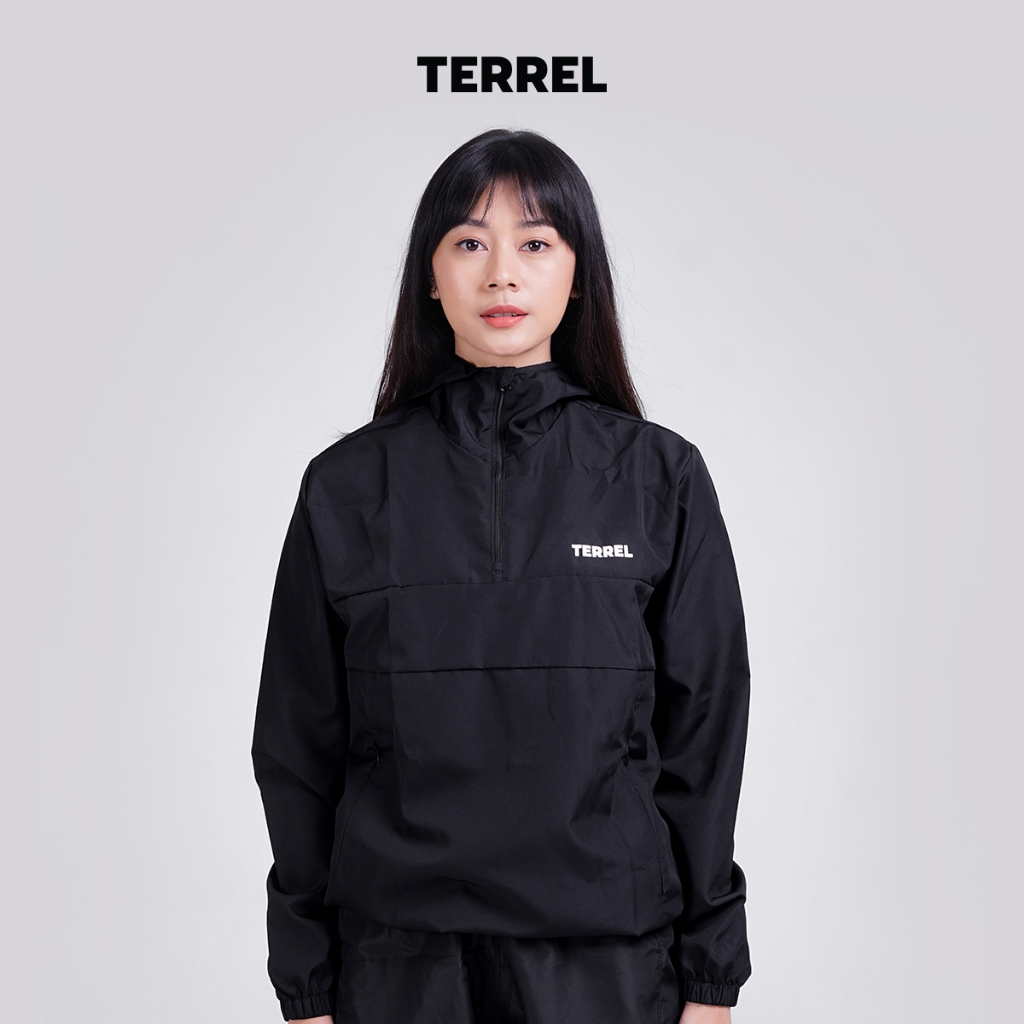 Jual Terrel Women Basic Cagoule Jacket Black Olah Raga Gym Lari Running