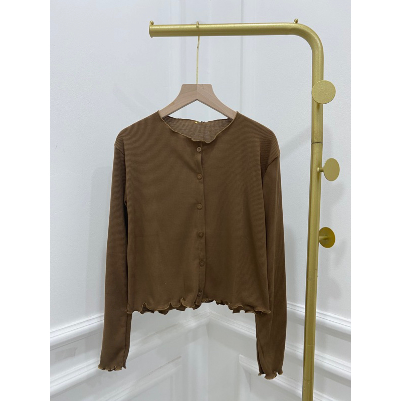 Jual CARDIGAN CROP RAJUT KOREAN OOTD MODEL KANCING RIB MODELLANO ...