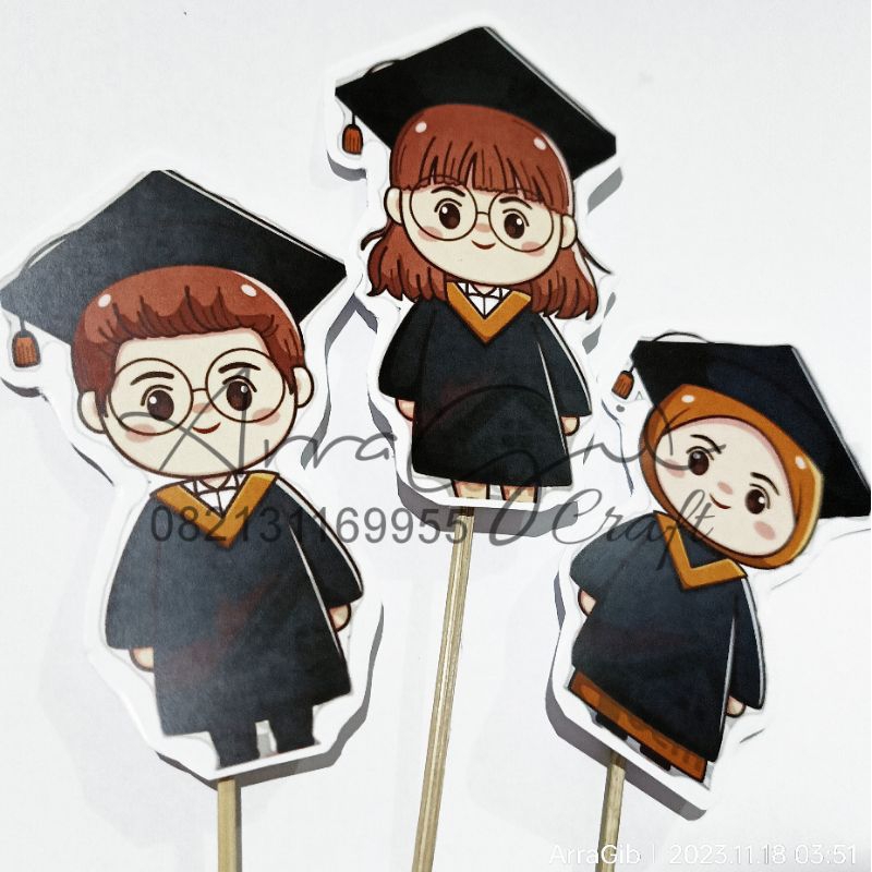 Jual TOPPER WISUDA Topper Buket Wisuda Kartun Wisuda Animasi Wisuda ...