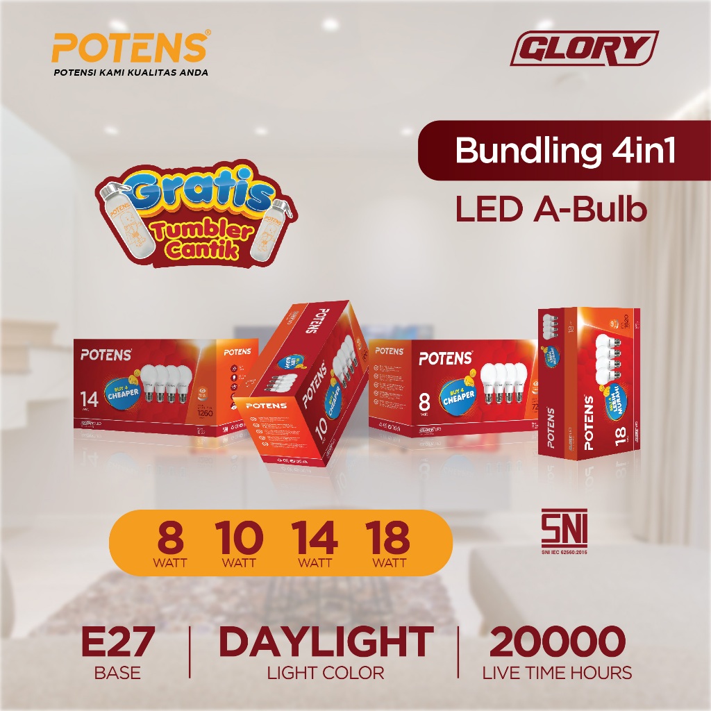 Jual Potens Paket Bundling Lampu Bohlam Led Pag In Empat Jadi Satu Gratis Botol Tumbler