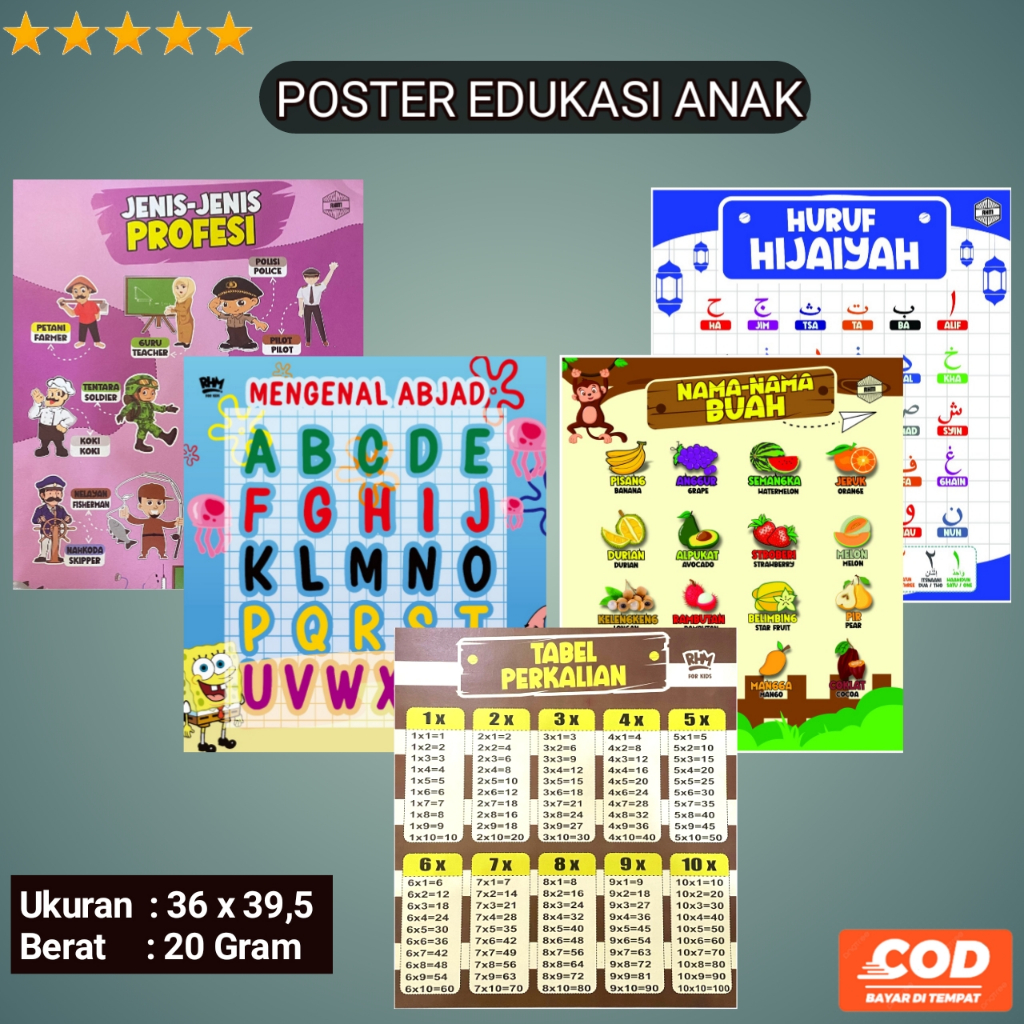 Jual Poster Edukasi Anak / Poster Dinding / Poster Huruf Hijaiyah ...