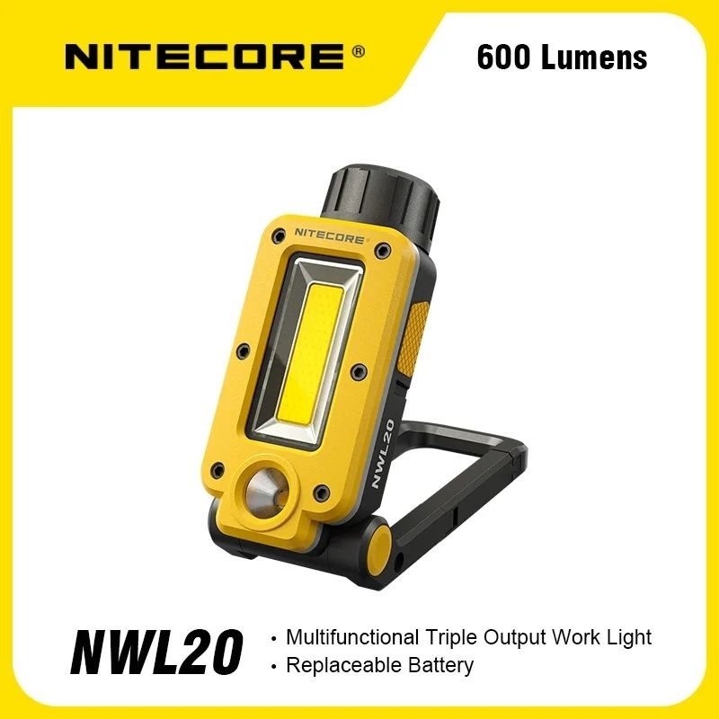 Nitecore NWL20 – Lampada Da Lavoro Multifunzione 21700, Faretti LED E Luce Rossa, Regolazione 180° E Magnete