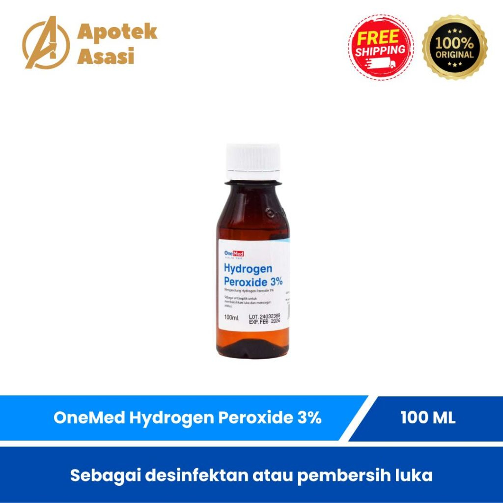 Jual Onemed H2O2 Hydrogen Peroxide 3% 100ml Antiseptik 3% Mencuci Luka ...