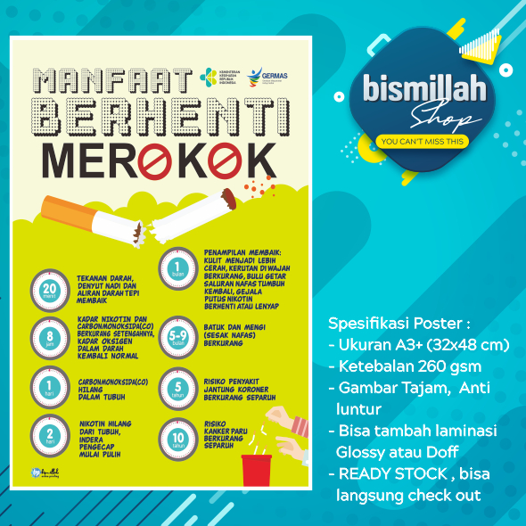 Jual Poster kesehatan manfaat berhenti rokok | Shopee Indonesia