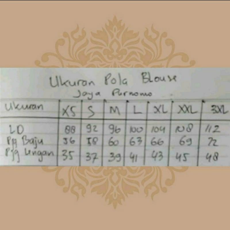 Jual Pola Instan blouse wanita JP pola tingal jiplak dan sudah ada ...