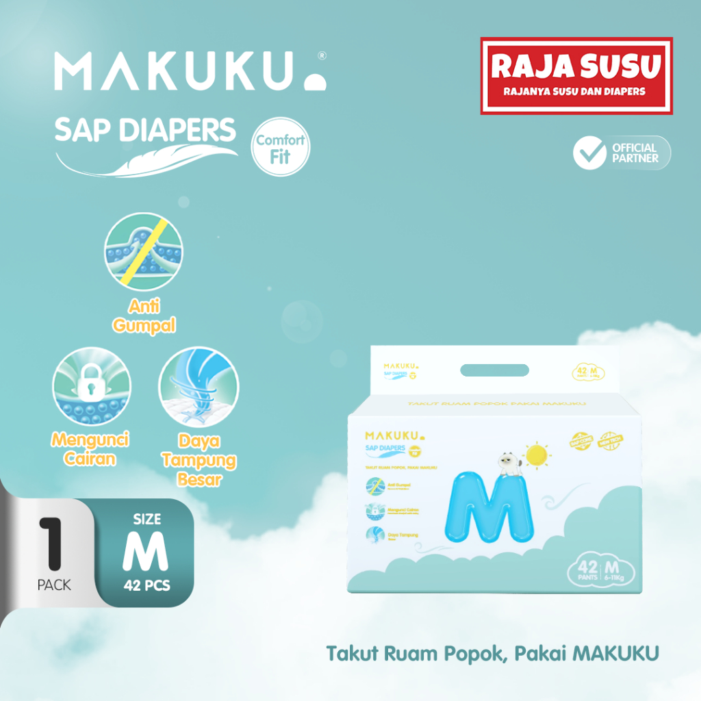 Jual [1 PACK] MAKUKU SAP Diapers Comfort Fit Jumbo Pants M42 - Popok ...