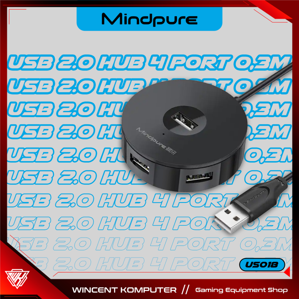 Jual mindpure 4 Ports USB 2.0 Hub 0.3m / 1m US018 | Shopee Indonesia