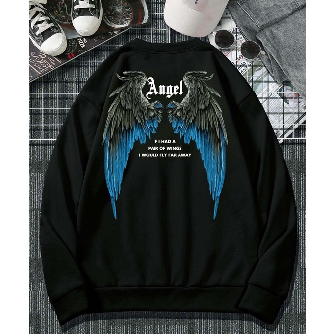 0000~Cropped ANGEL Crewneck Sweatshirt main image 0