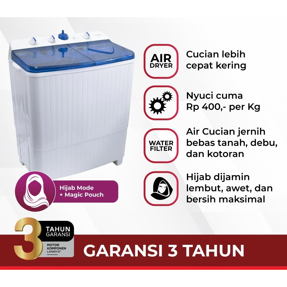 Jual Mesin Cuci POLYTRON Primadona Giant 2 Tabung 7Kg PWM 701 KHUSUS ...