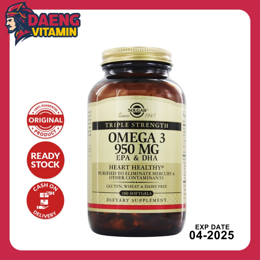 Jual Vitamin Triple Strength Omega 3 EPA dan DHA 950 mg Solgar 100
