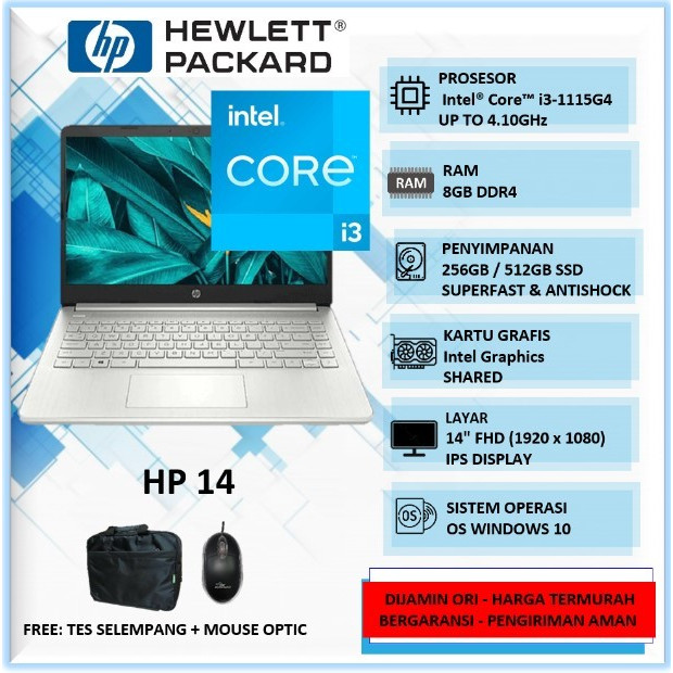 Jual Laptop HP 14 Intel I3 8GB 512GB SSD 14" FHD Win11Home | Shopee ...