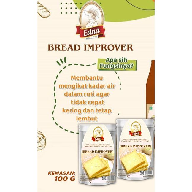 Jual Edna Bread Improver Pengembang dan Pengempuk Roti Kemasan 100 gr ...