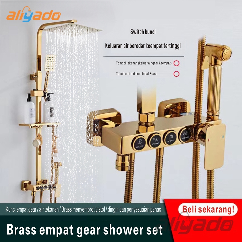 Jual ⚡Garansi&Ready⚡Kuningan Kamar Mandi Shower 4 in 1 Set Persegi ...