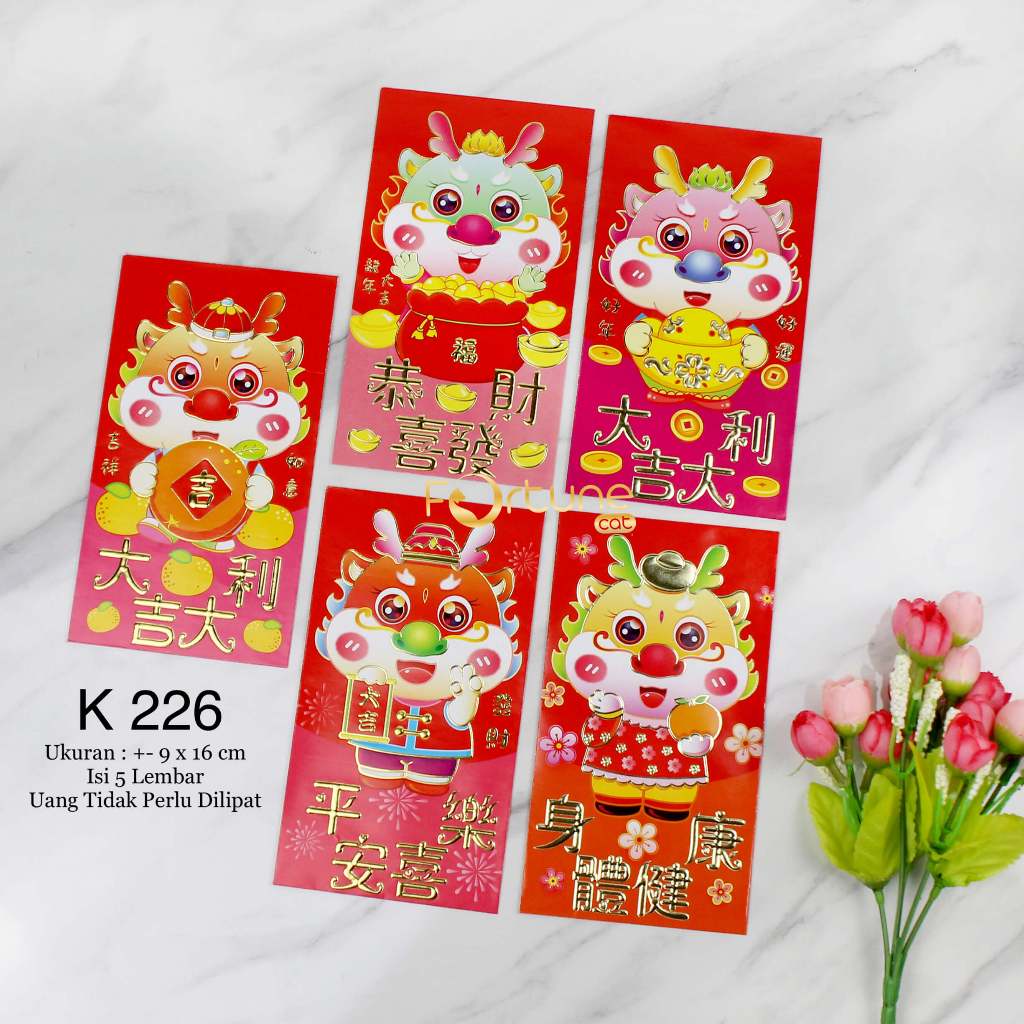 Jual Angpao Imlek 2024 Kertas Naga Isi 5 Lembar Panjang Gambar Campur ...