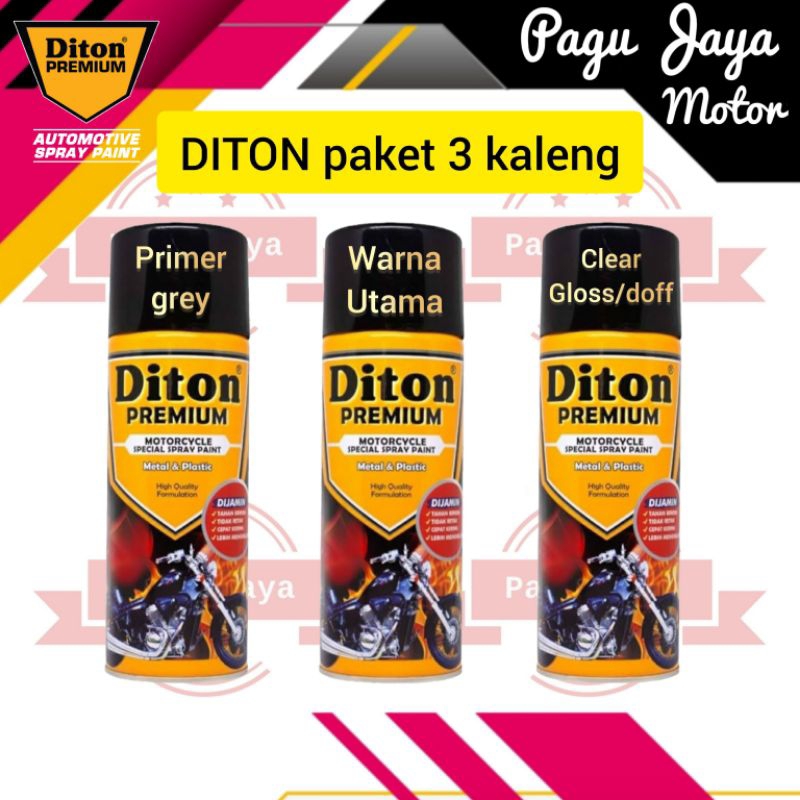 Jual PAKET 3 KALENG DITON PREMIUM 400ml ( primer grey , warna utama