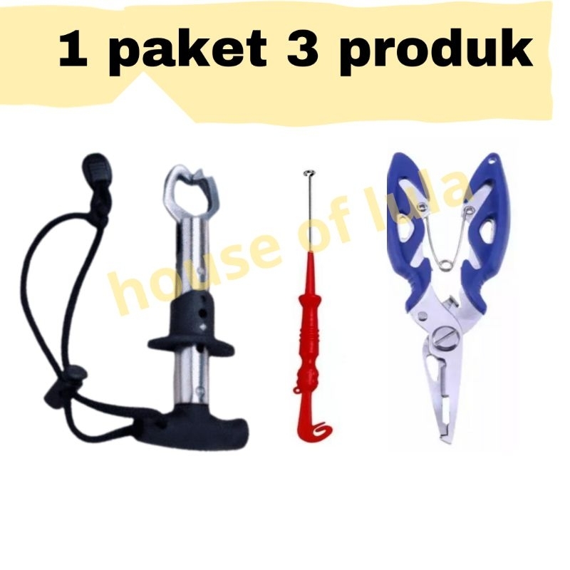 Jual paket 3 produk fish grip T , tang pancing , pelepas kail spiral ...