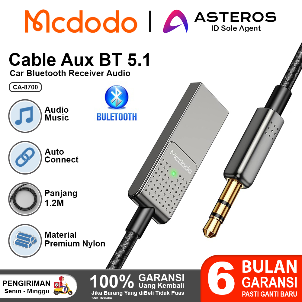 Jual MCDODO Bluetooth Receiver 5.1 Car Audio USB To Aux 3.5mm Original