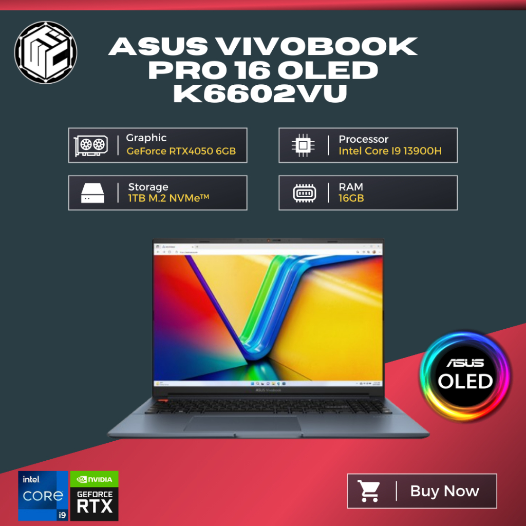 Jual Laptop Asus Vivobook Pro 16 Oled K6602vu I9 13900h 16gb 1tb Rtx4050 6gb 16 W11 Shopee 5706