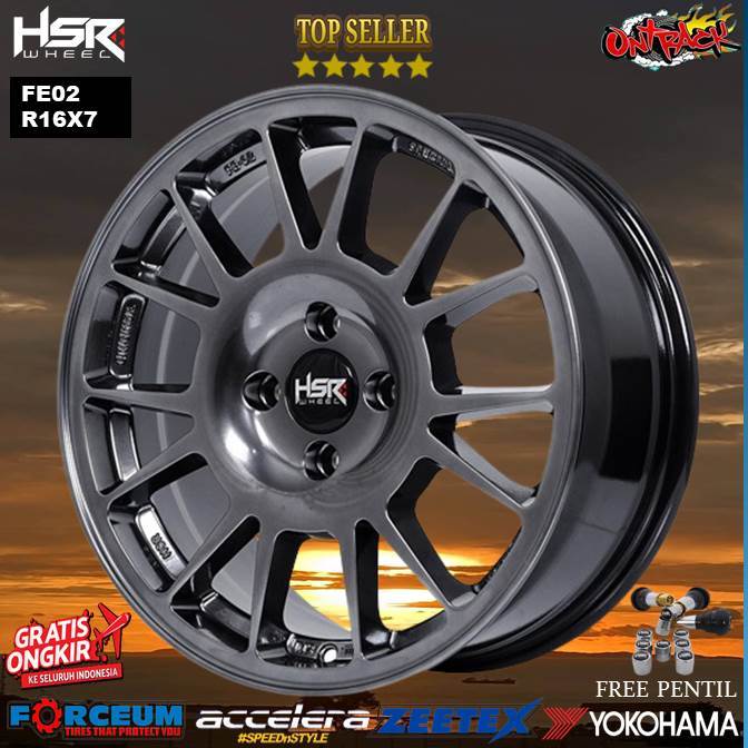 Jual velg hsr wheel type FE02 HSR R16X7 H4X100 ET42 HYPER BLACK ...