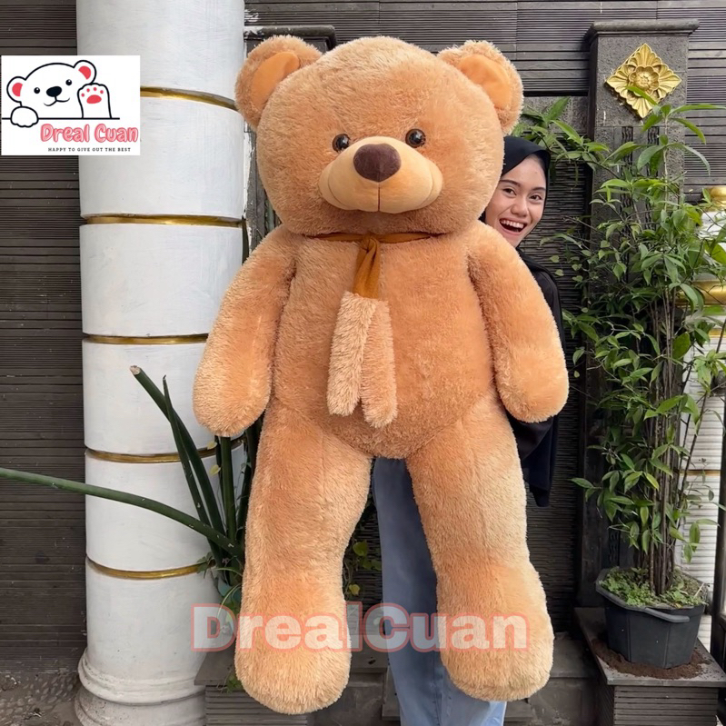 Jual Boneka Teddy bear Beruang Fluffy Syal polos Besar Jumbo 1 3 meter Premium Shopee Indonesia