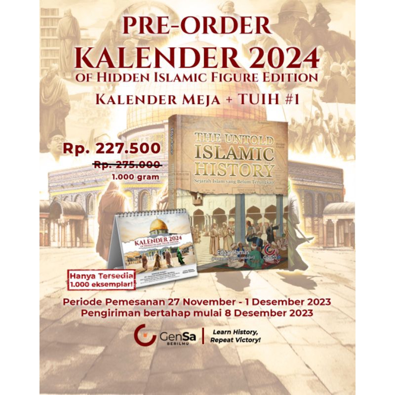 Jual PAKET THE UNTOLD ISLAMIC HISTORY JILID 1 & 2+ KALENDER MEJA HIDDEN