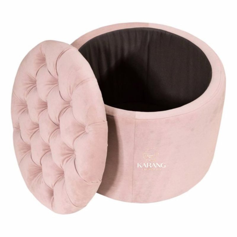 Jual Big Puff Stool Box Storage Bulat Rangka Jati | Karang Furniture ...