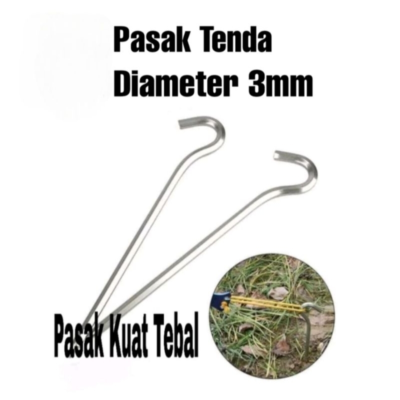 Pasak Tenda Murah Tebal Stainless Steel 3mm Besi Tenda Camping outdoor 1 Pcs