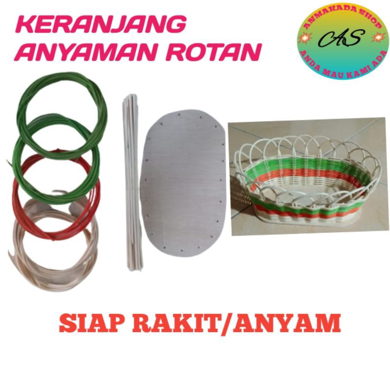 paket bahan anyaman rotan keranjang siap rakit