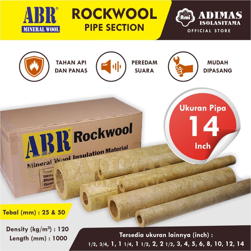 Jual Rockwool Insulasi Pipa Inch Density Kg Tebal Mm Mm Abr Shopee Indonesia