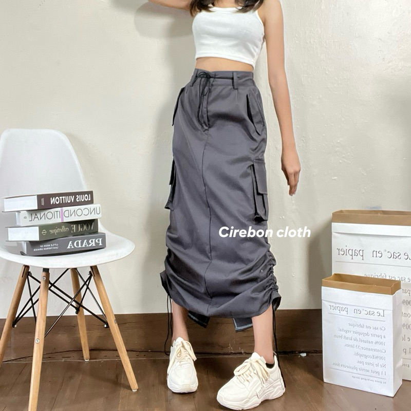Jual KIYANA Cirebon Cloth - Milan Cargo skirt - Rok cargo tali serut ...