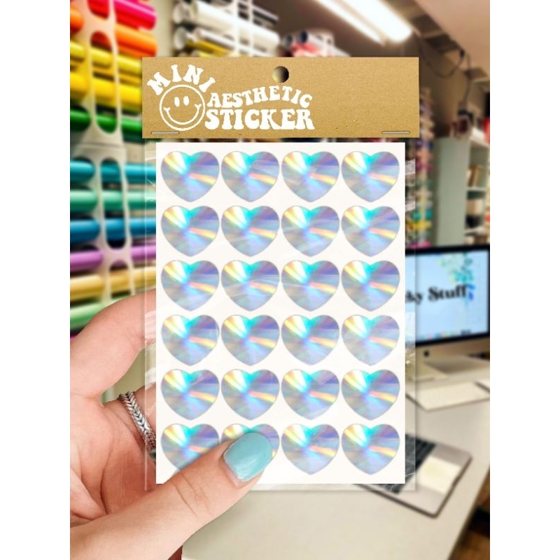Jual Stiker Mini Bentuk Hati Hologram Set isi 24 Lingkaran | Shopee ...