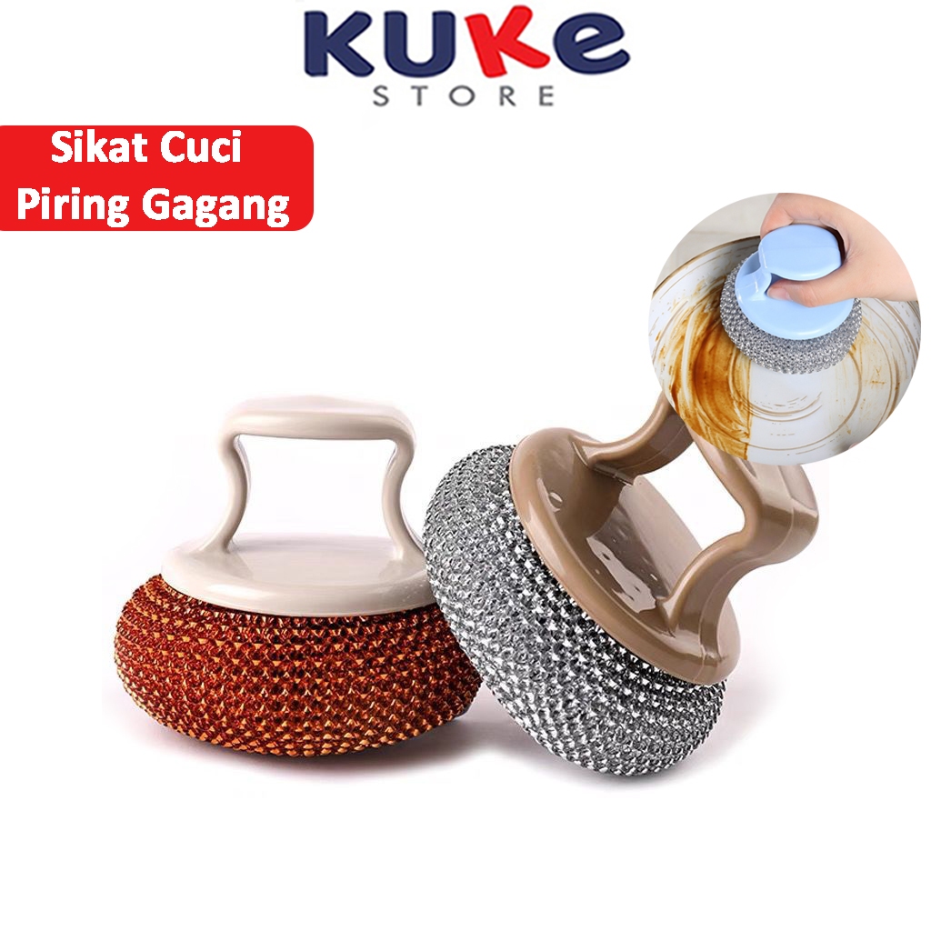 Jual Kuke Sikat Cuci Piring Almunium Sabut Serabut Kawat Sikat Bulat Multifungsi Dengan Gagang