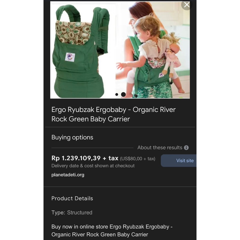 Jual Ergobaby Organic River Rock Green Gendongan Ergo Baby SSC Shopee Indonesia