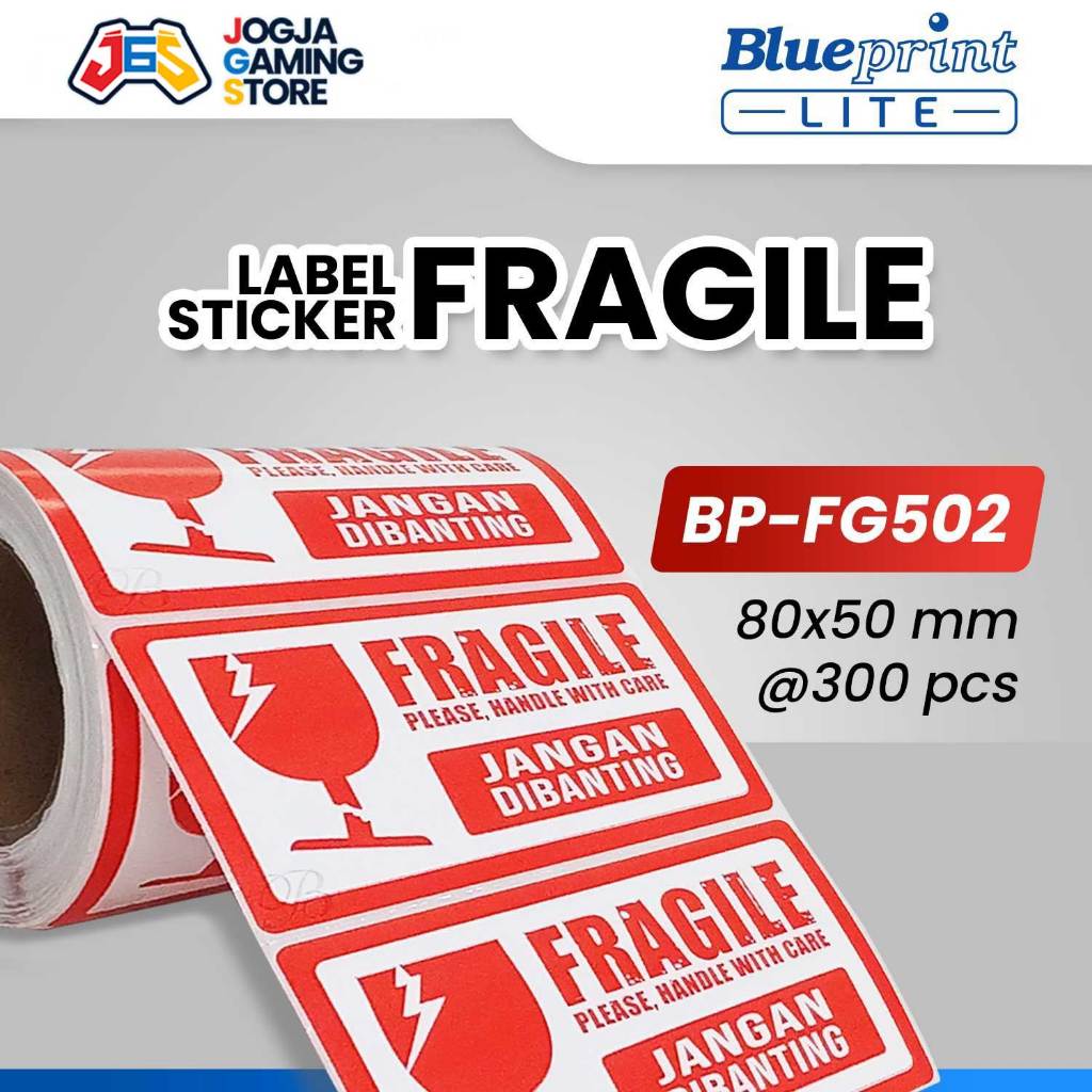 Jual Sticker Label Fragile Jangan dibanting 80x50 BLUEPRINT FG502 isi ...