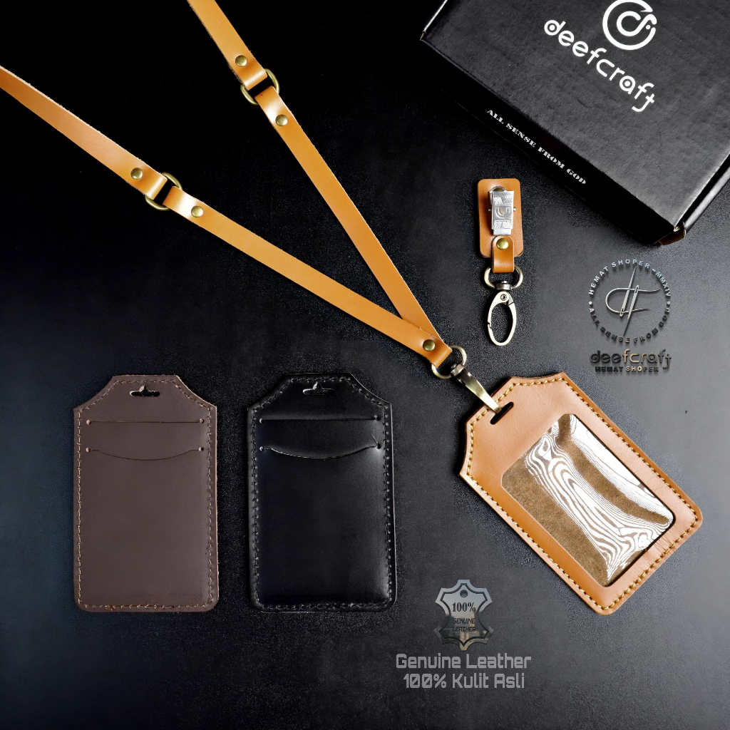 Jual Id Card / Name Tag Kulit Asli Standard 2 slot / Id Card Holder ...