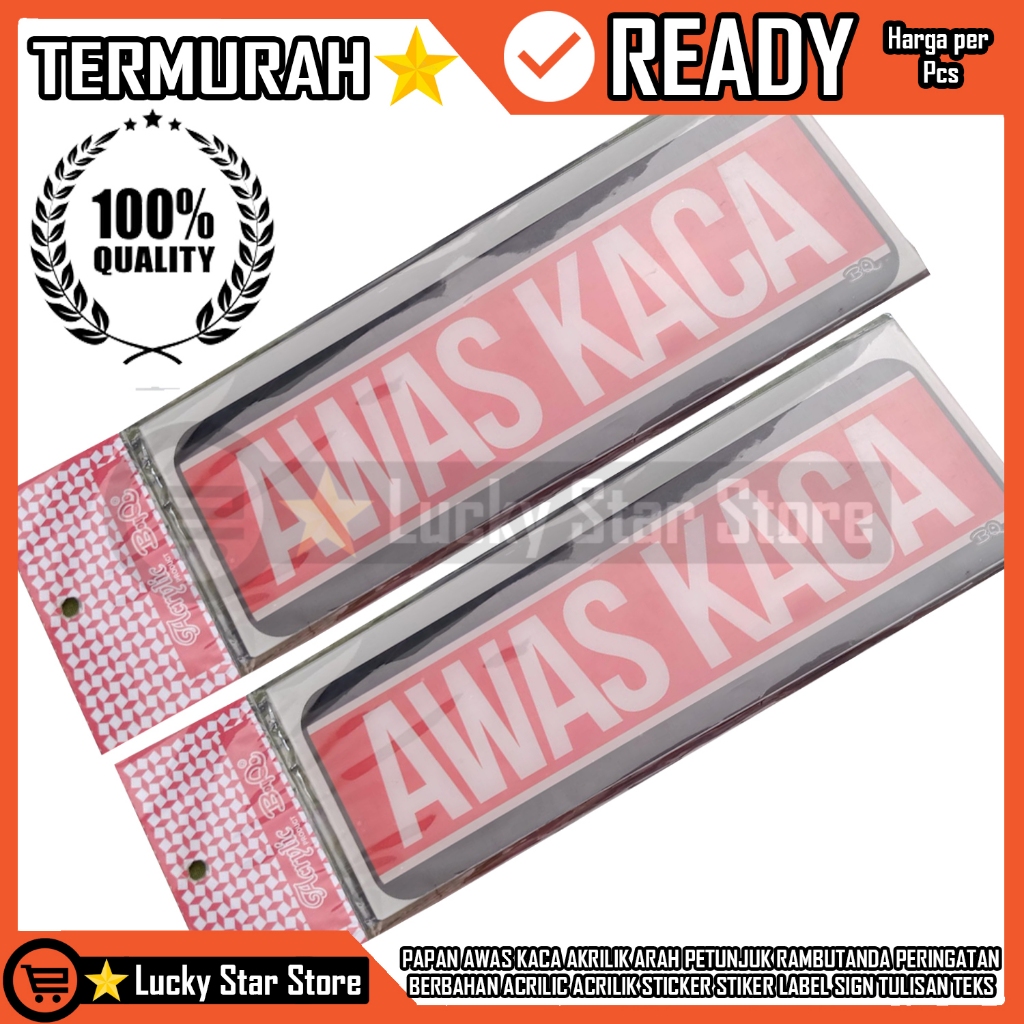 Jual Stiker Label Papan Awas Kaca Akrilik Arah Petunjuk Rambu Tanda