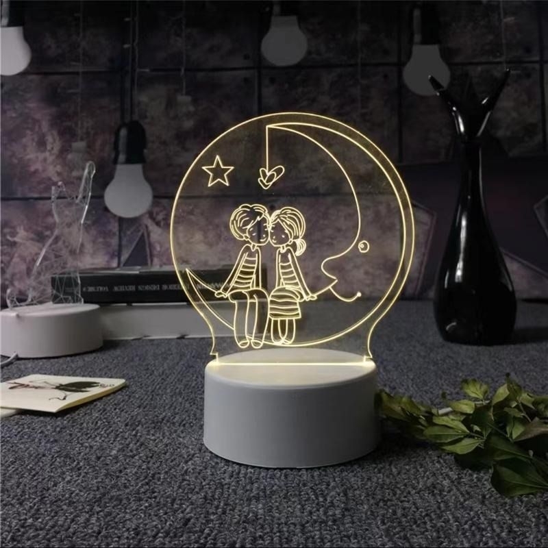 Jual Pplus Lampu Tidur Lucu Bentuk Hati Lampu Akrilik 3D Malam Led ...