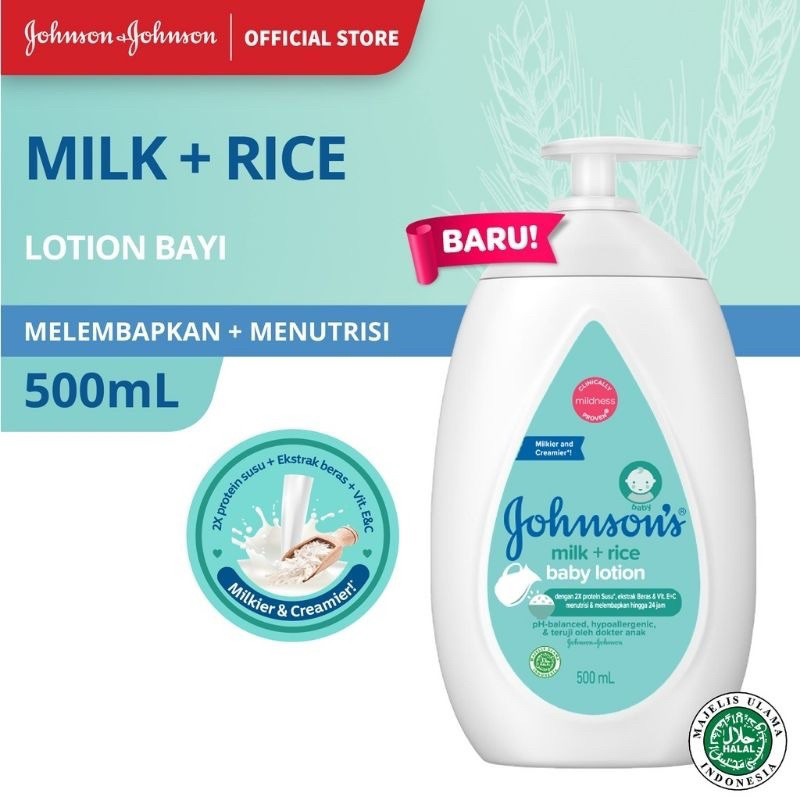 Jual Johnson’s Milk + Rice Baby Lotion 500ml Pump | Shopee Indonesia