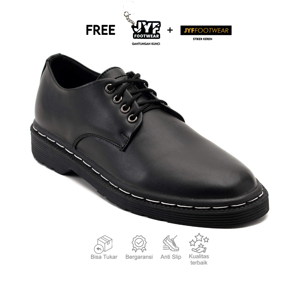 JYF Rich Black Sepatu Oxford Pria Formal Kantor Kerja Kuliah Kondangan  Pantofel