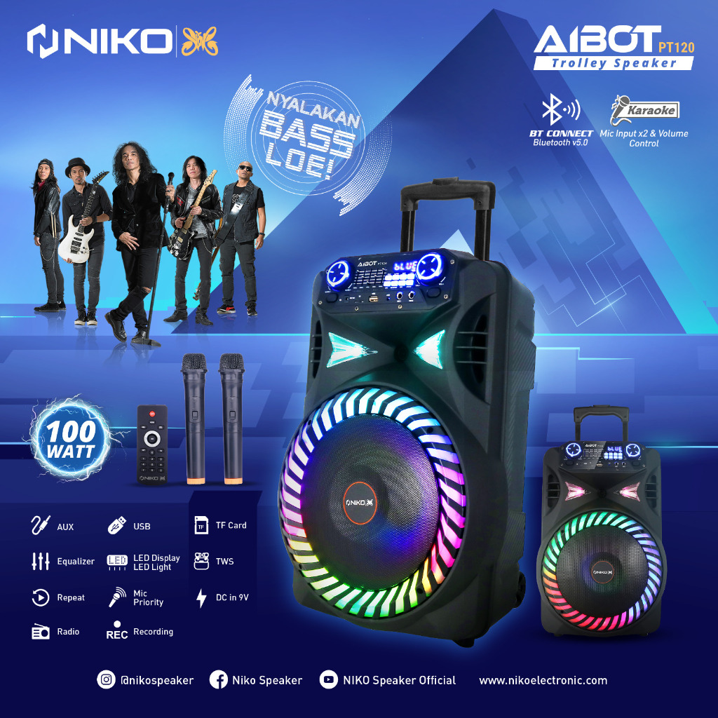Jual Speaker Bluetooth Niko Aibot 12 inch PT120/Speaker Meeting/Speaker